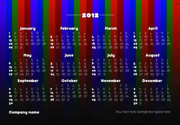2012 Calendario Ilustración Vectorial Gráfica — Vector de stock