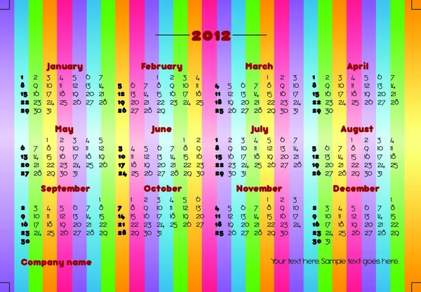 Kalender 2012 Grafische Vektorillustration — Stockvektor