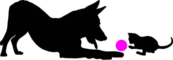 Kätzchen Und Hund Vektor Illustration — Stockvektor