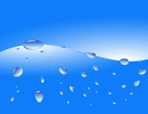 Illustratie Van Blauwe Vloeibare Waterdruppels Achtergrond Voor Kopieerruimte — Stockvector