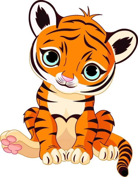 Aranyos Tigris Kölyök Grafikus Vektor Illusztráció — Stock Vector