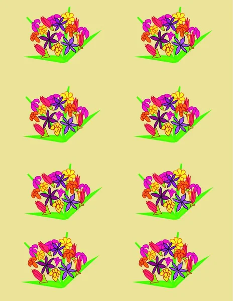 Set Med Blommor Illustration Bakgrund Täcka För Kopiera Utrymme Kort — Stock vektor