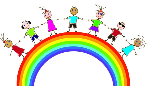 Illustrazione Colorata Del Vettore Dei Bambini Divertenti — Vettoriale Stock