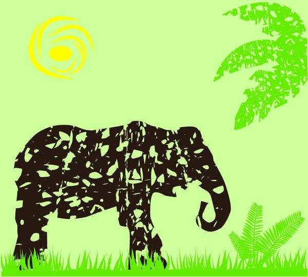 Elefante Grunge Vector Colorido Ilustración — Archivo Imágenes Vectoriales