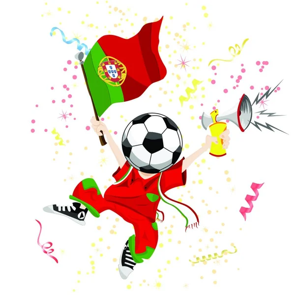 Portugal Futebol Com Cabeça Bola Ilustração Vetorial Colorida — Vetor de Stock