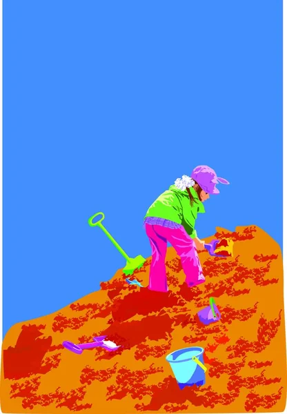 Zandbak Kleurrijke Vector Illustratie — Stockvector