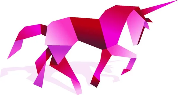 Origami Tek Boynuzlu Atı Renkli Vektör Illüstrasyonu — Stok Vektör