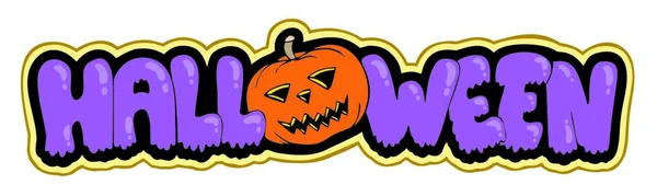 Halloween Segno Con Zucca Colorato Vettoriale Illustrazione — Vettoriale Stock