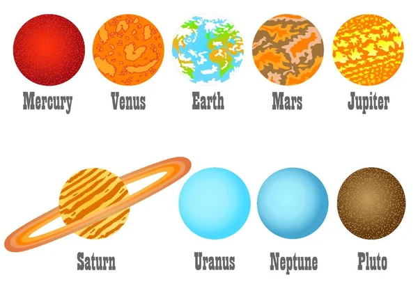 Set Planets Colorful Vector Illustration — Stock Vector