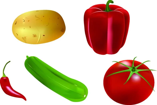 Vegetais Ilustração Vetorial Colorido —  Vetores de Stock