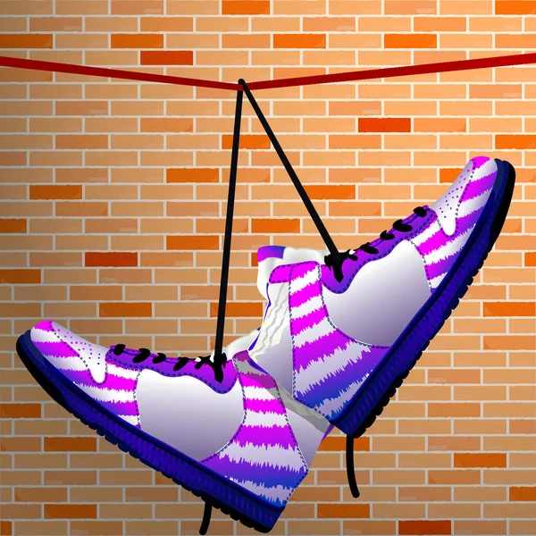 Chaussures Suspendues Illustration Vectorielle Colorée — Image vectorielle