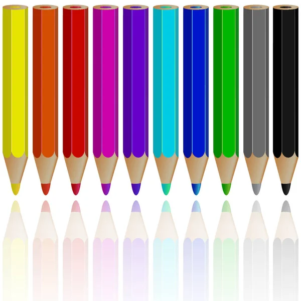 Ilustración Vectorial Lápices Color — Vector de stock