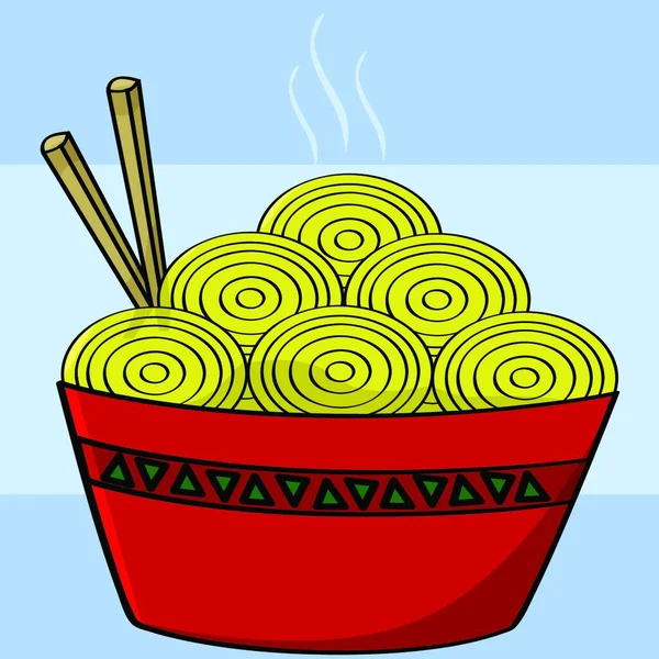 麺のボウル グラフィックベクトルイラスト — ストックベクタ