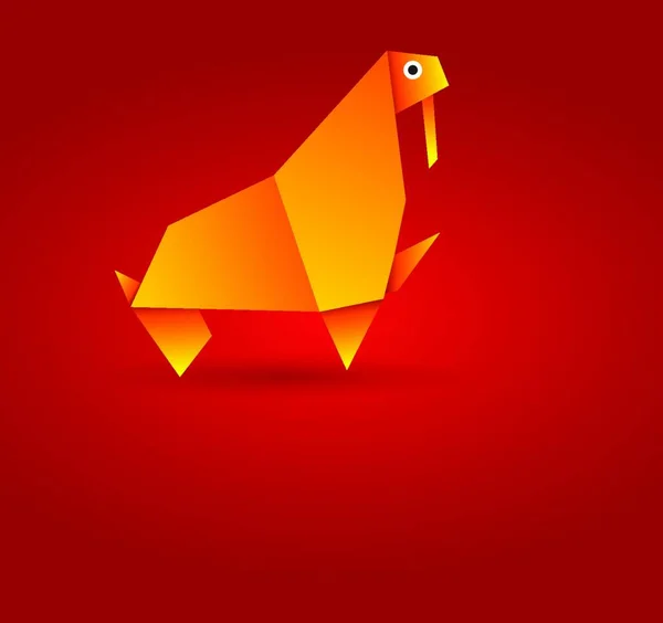 Leão Mar Origami Ilustração Vetorial Simples — Vetor de Stock