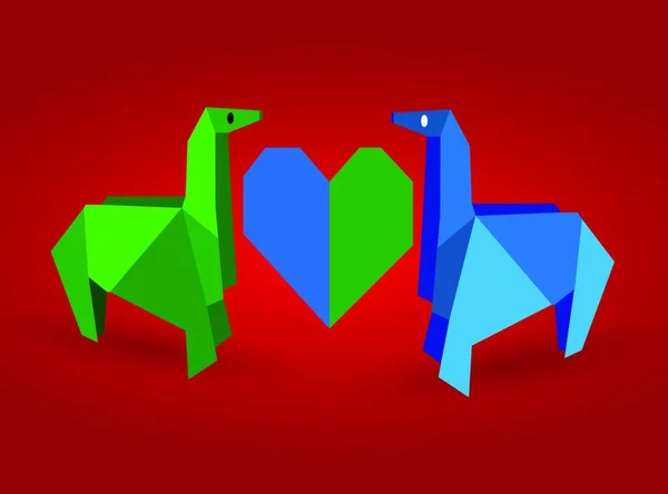 Origami Couple Horse Простая Векторная Иллюстрация — стоковый вектор