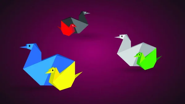 Origami Aves Ilustración Vectorial Simple — Archivo Imágenes Vectoriales