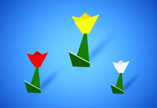 Origami Květiny Jednoduché Vektorové Ilustrace — Stockový vektor