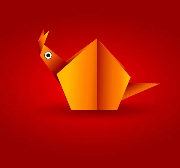 Origami Kurczak Wektor Ilustracji — Wektor stockowy
