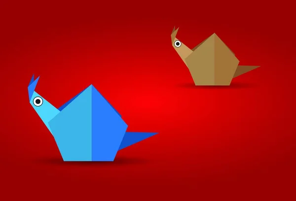 Kurczaki Origami Kolorowy Wektor Ilustracji — Wektor stockowy