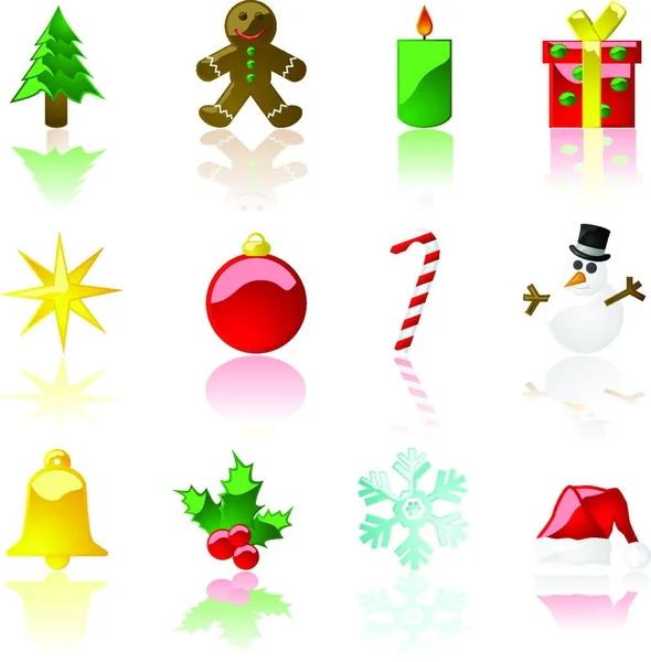 Icônes Noël Illustration Vectorielle Colorée — Image vectorielle