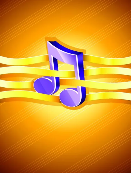 Примечание Музыкальным Символом Переплетенный Золотой Лентой — стоковый вектор