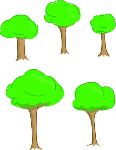 Cute Fluffy Trees Vector Illustration — Stock Vector