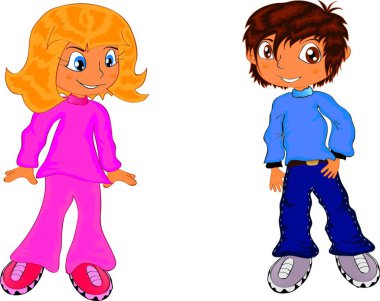 Çocuklar, grafik vektör illüstrasyonu