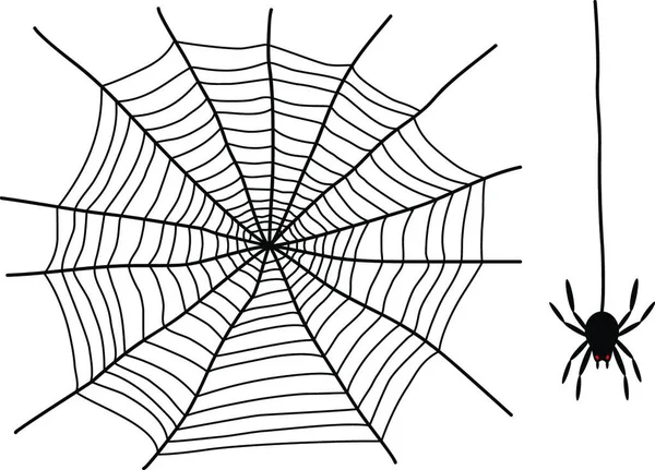 Zwart Spinnenweb Vector Illustratie — Stockvector
