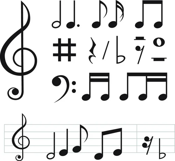 Музичні Ноти Базові Векторні Ілюстрації — стоковий вектор