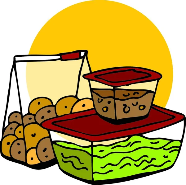 Restos Alimentos Almacenamiento Vector Ilustración — Archivo Imágenes Vectoriales