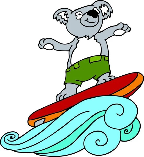 Koala Surf Vetor Ilustração — Vetor de Stock