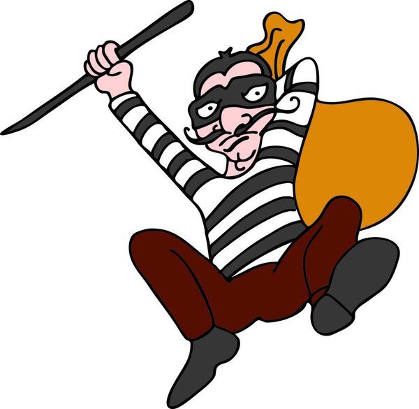 "Robber Escaping" colorful vector illustration