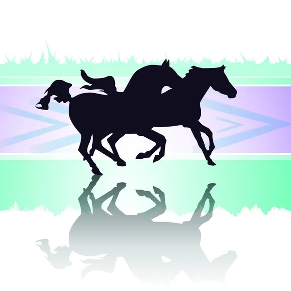 Häst Kör Gräset Färgglada Vektor Illustration — Stock vektor