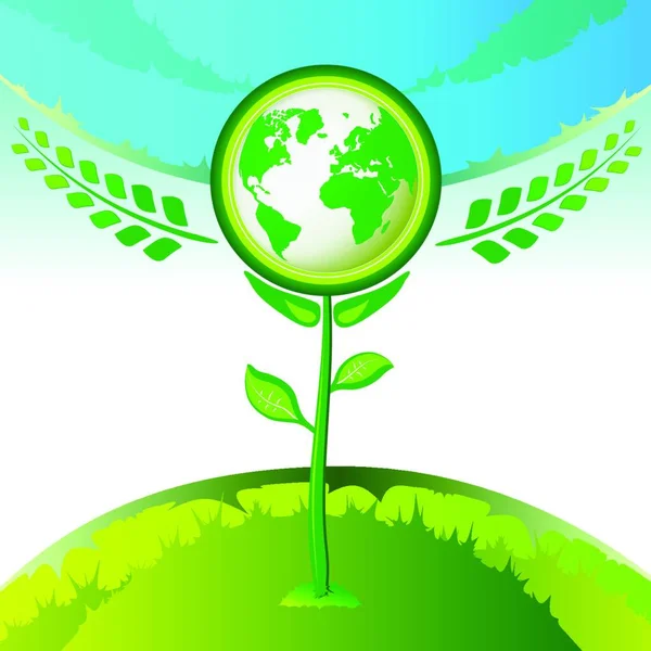 Eco Earth Květina Barevné Vektorové Ilustrace — Stockový vektor