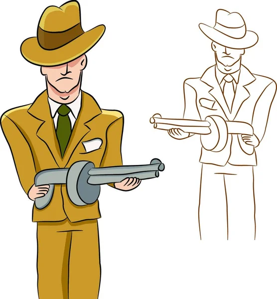 Mobster Man Ilustração Vetorial Colorido — Vetor de Stock