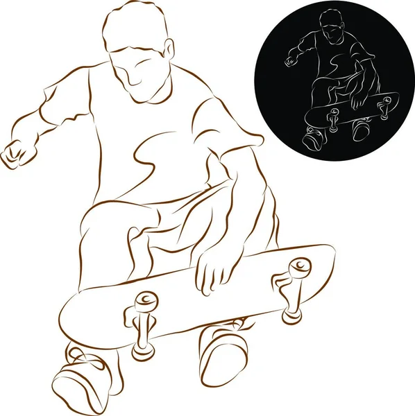 Skateboard Stunt Rider Bunte Vektorillustration — Stockvektor