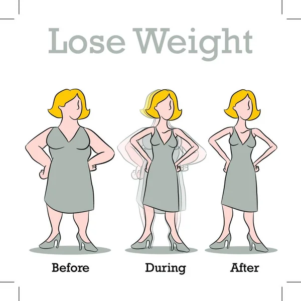 Lose Weight Woman Colorful Vector Illustration — Stock Vector