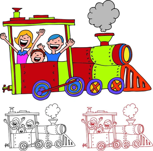 子供乗馬列車 カラフルなベクトルイラスト — ストックベクタ