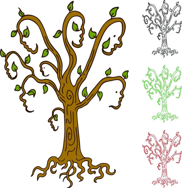 Цветная Векторная Иллюстрация Семейного Дерева — стоковый вектор