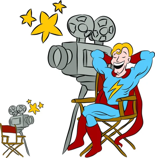 超级英雄电影明星五彩斑斓的矢量插图 — 图库矢量图片