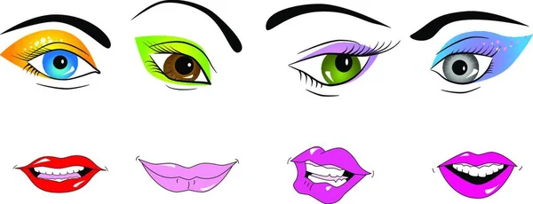 Γυναικεία Μάτια Και Χείλη Που Σύγχρονη Διανυσματική Απεικόνιση — Διανυσματικό Αρχείο