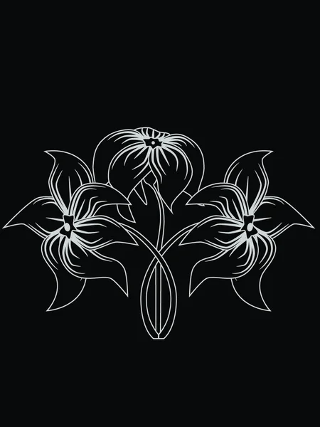 ブラックベクトルイラストの花 — ストックベクタ