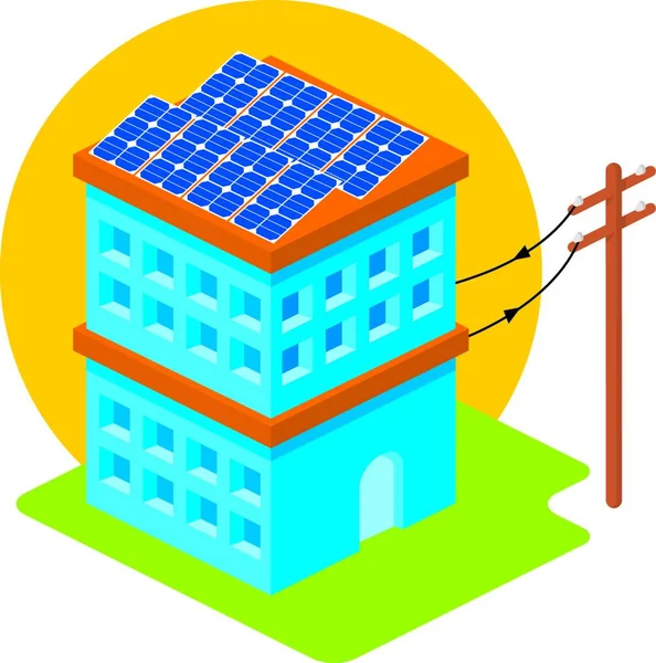 Casa Solar Ilustração Vetorial Gráfica — Vetor de Stock