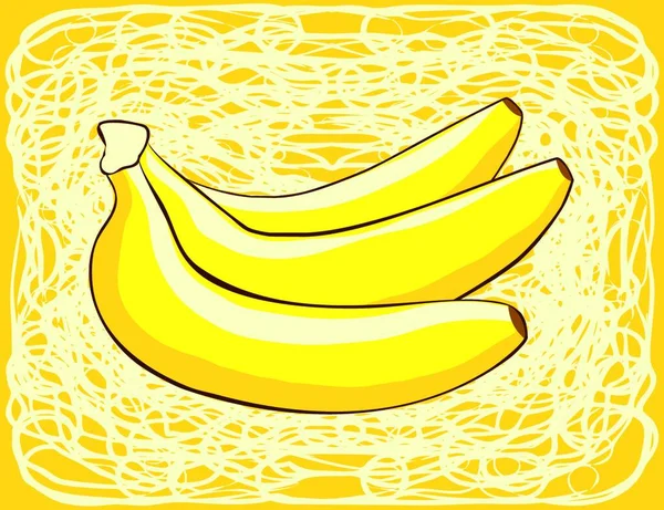 Plátanos Orgánicos Maduros Vector Ilustración — Archivo Imágenes Vectoriales