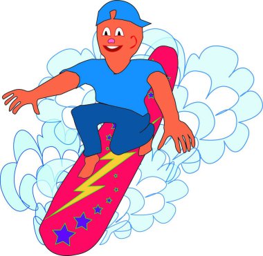Sörfçü çocuk, renkli vektör çizimi
