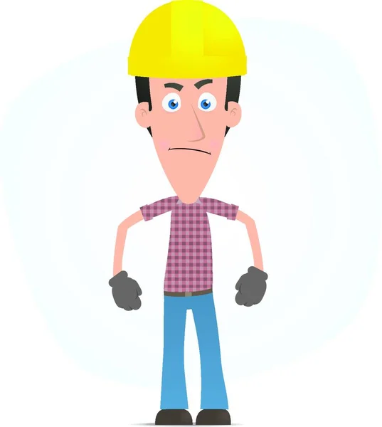 Angry Builder Graphic Vector Illustration — Stock Vector