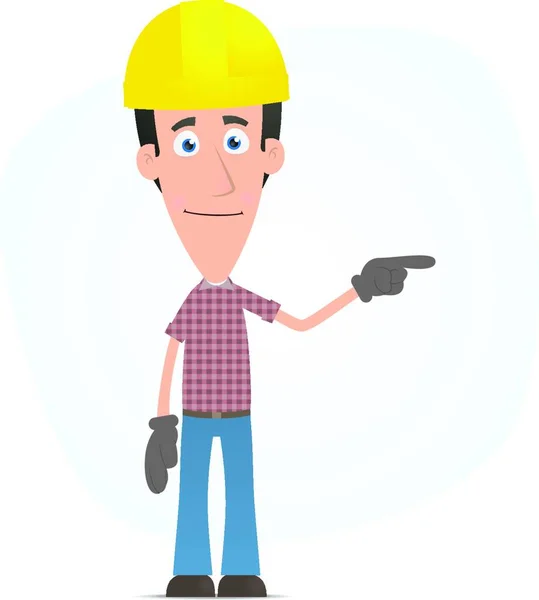 Builder Points His Finger Top Graphic Vector Illustration — Stock Vector