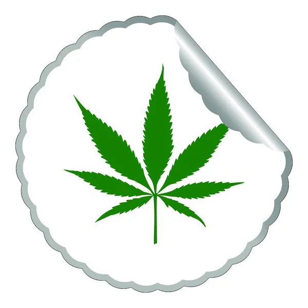 Illustration Vectorielle Étiquette Feuille Cannabis — Image vectorielle