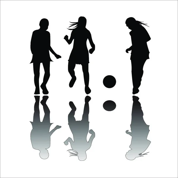 Meninas Jogando Futebol Ilustração Vetorial Moderna — Vetor de Stock