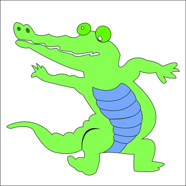Χαρούμενος Πράσινος Κροκόδειλος Απλή Διανυσματική Απεικόνιση — Διανυσματικό Αρχείο
